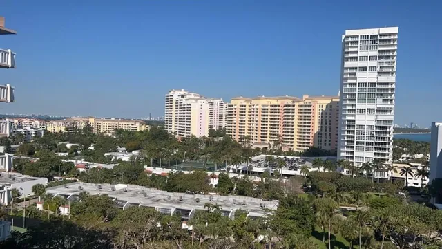 a view of a city with tall buildings