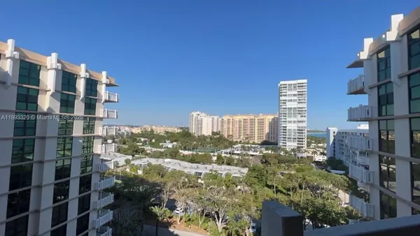 a city view with tall buildings
