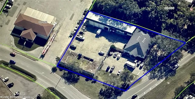 an aerial view of a house