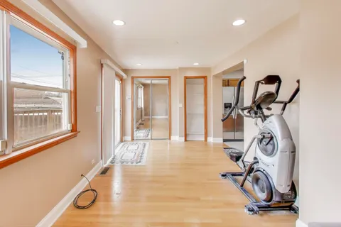 a view of a room with gym equipment