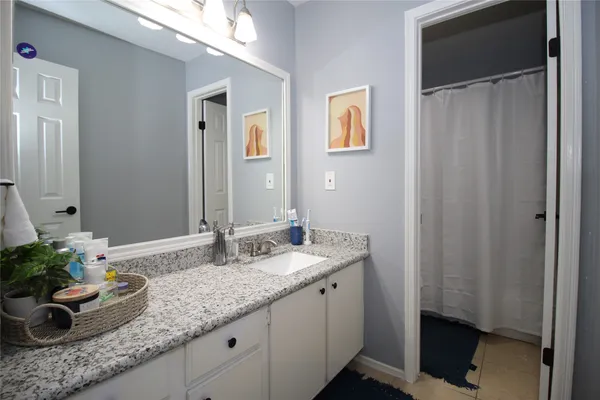 a bathroom with a bathtub