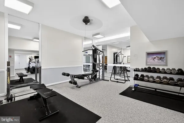 a view of a room with gym equipment