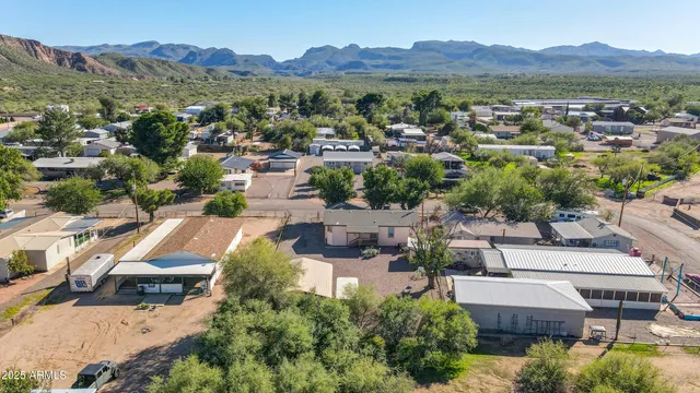 an aerial view of residential houses and lake view