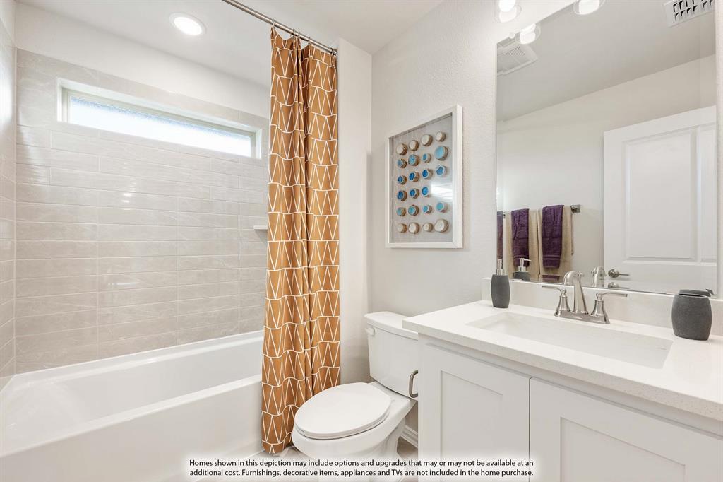 3825 Eagles Bluff Road Midlothian, TX 76065 - Photo 34 of 34 a bathroom with a sink toilet a mirror and shower