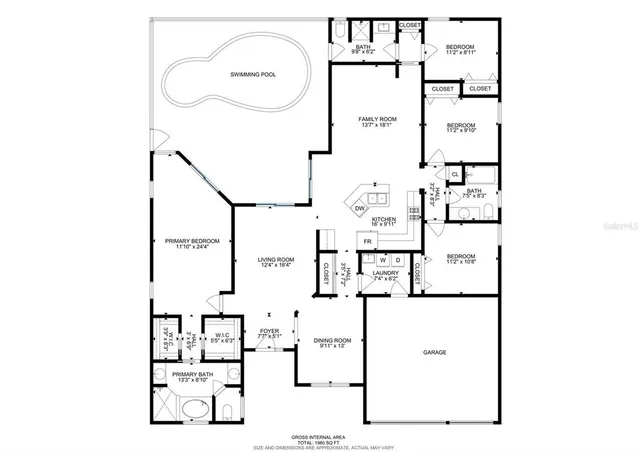 a view of a hallway with a chandelier