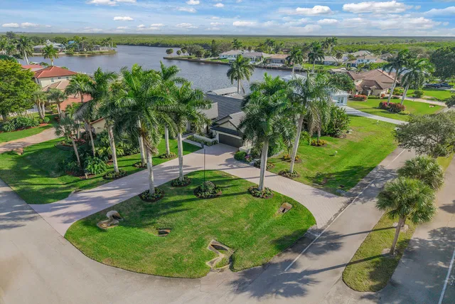 a view of a garden with a lake