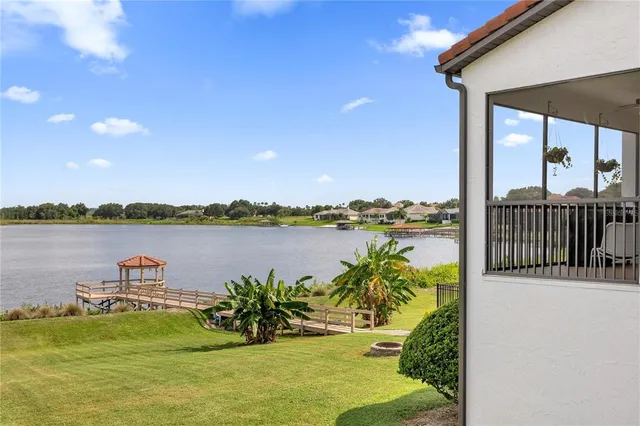 a view of a lake from a balcony