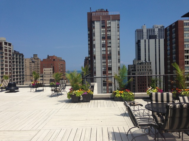 1339 North Dearborn Street, Unit 4H Chicago, IL 60610 - Photo 12 of 13 a view of a patio with a table and chairs and potted plants