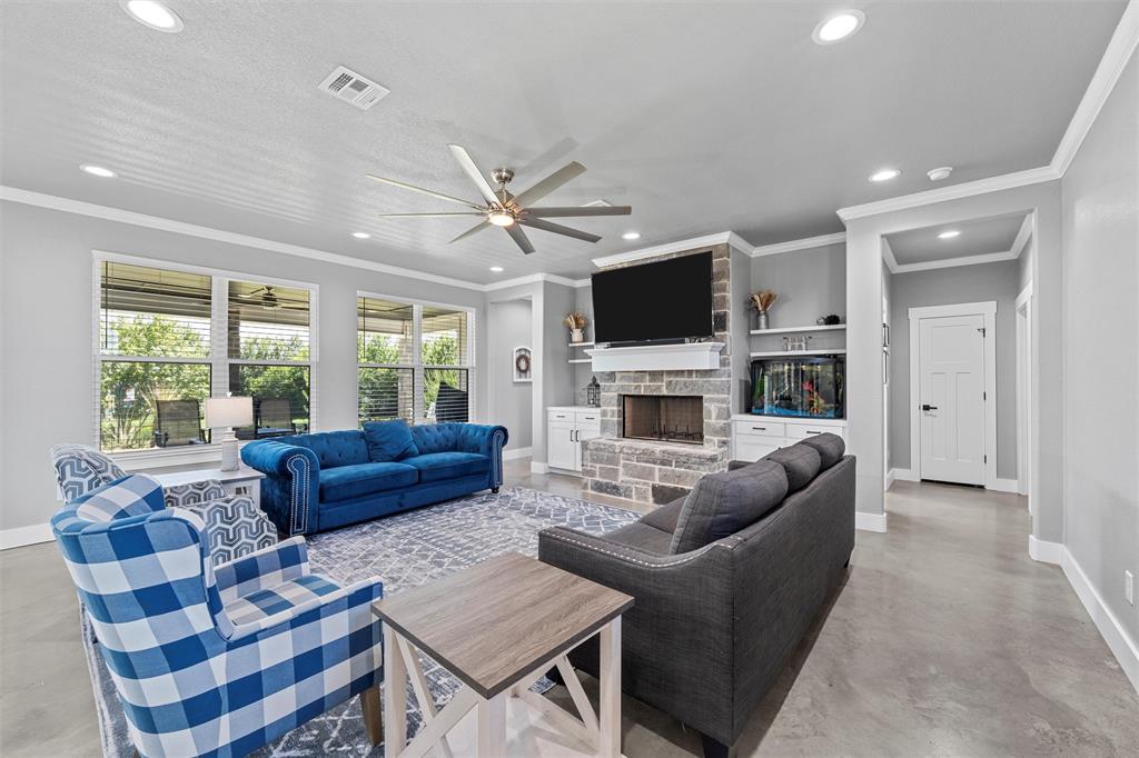 370 Rio Bonito Drive Robinson, TX 76706 - Photo 6 of 39 a living room with furniture fireplace and a flat screen tv