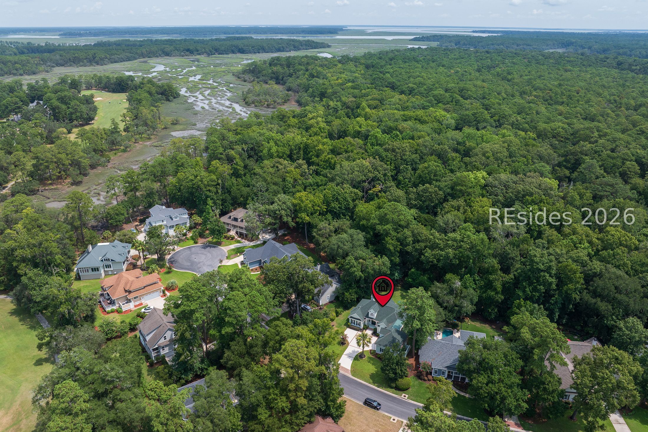 10 Reston Place Bluffton, SC 29910 - Photo 6 of 55 Aerial of cul-de-sac, Colleton marshes ...