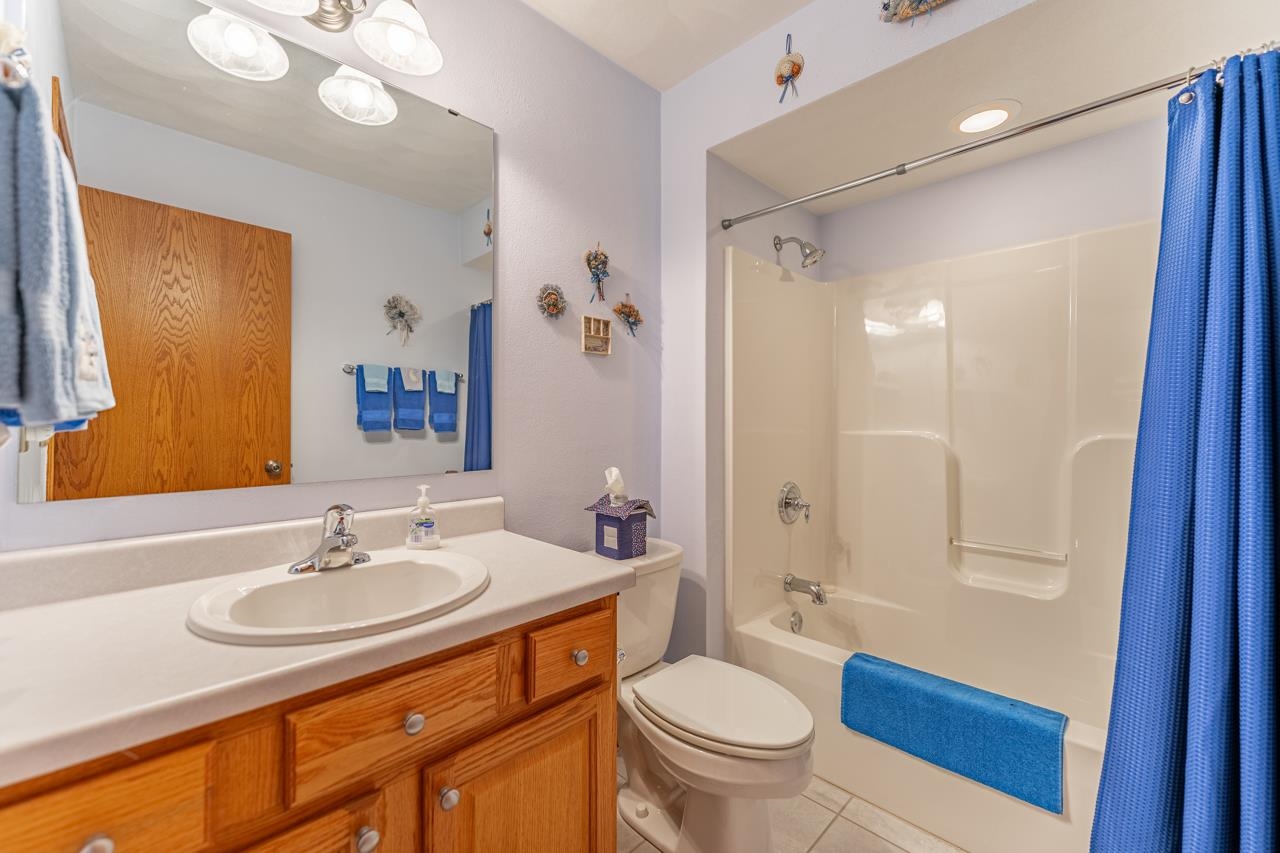 10023 Auburn Road Winnebago, IL 61088 - Photo 15 of 59 a bathroom with a sink a toilet a mirror and shower
