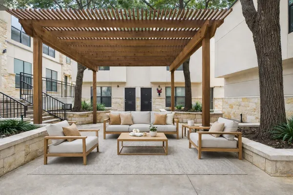 a picture of a bench in a white building
