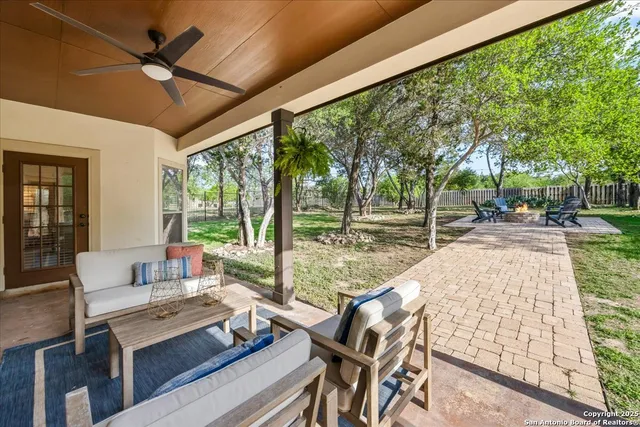 a building outdoor space patio and garden