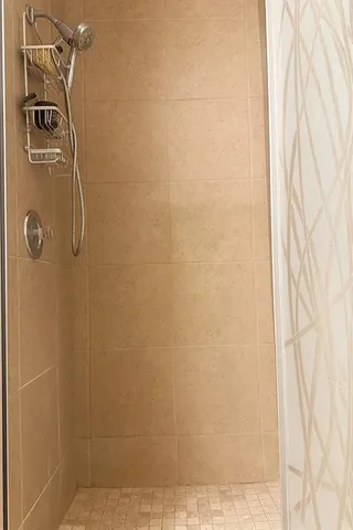 a bathroom with a shower