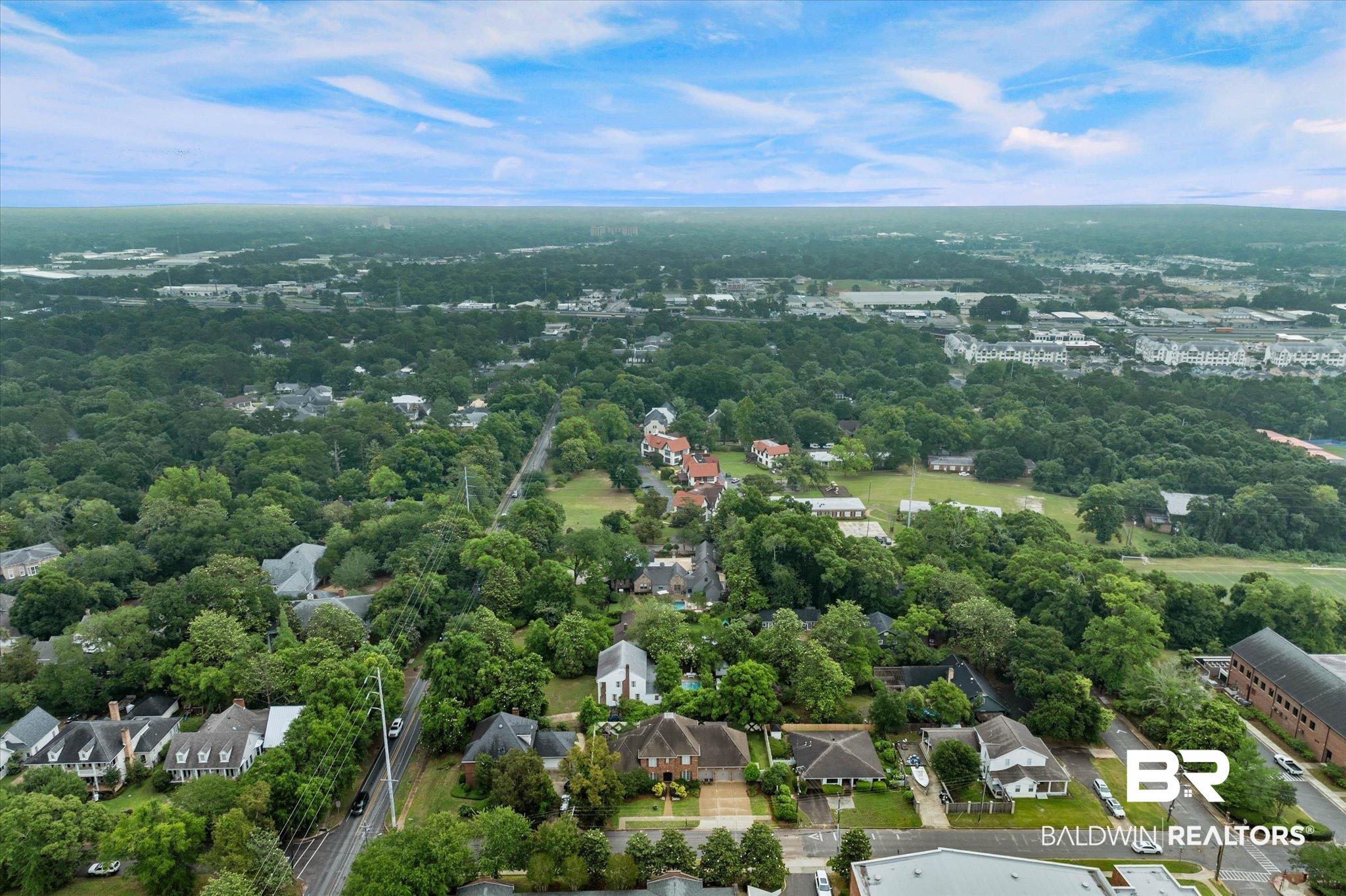 3863 Old Shell Road Mobile, AL 36608 - Photo 45 of 48 Expansive aerial perspective showcasing a residential area with abundant mature tree canopies