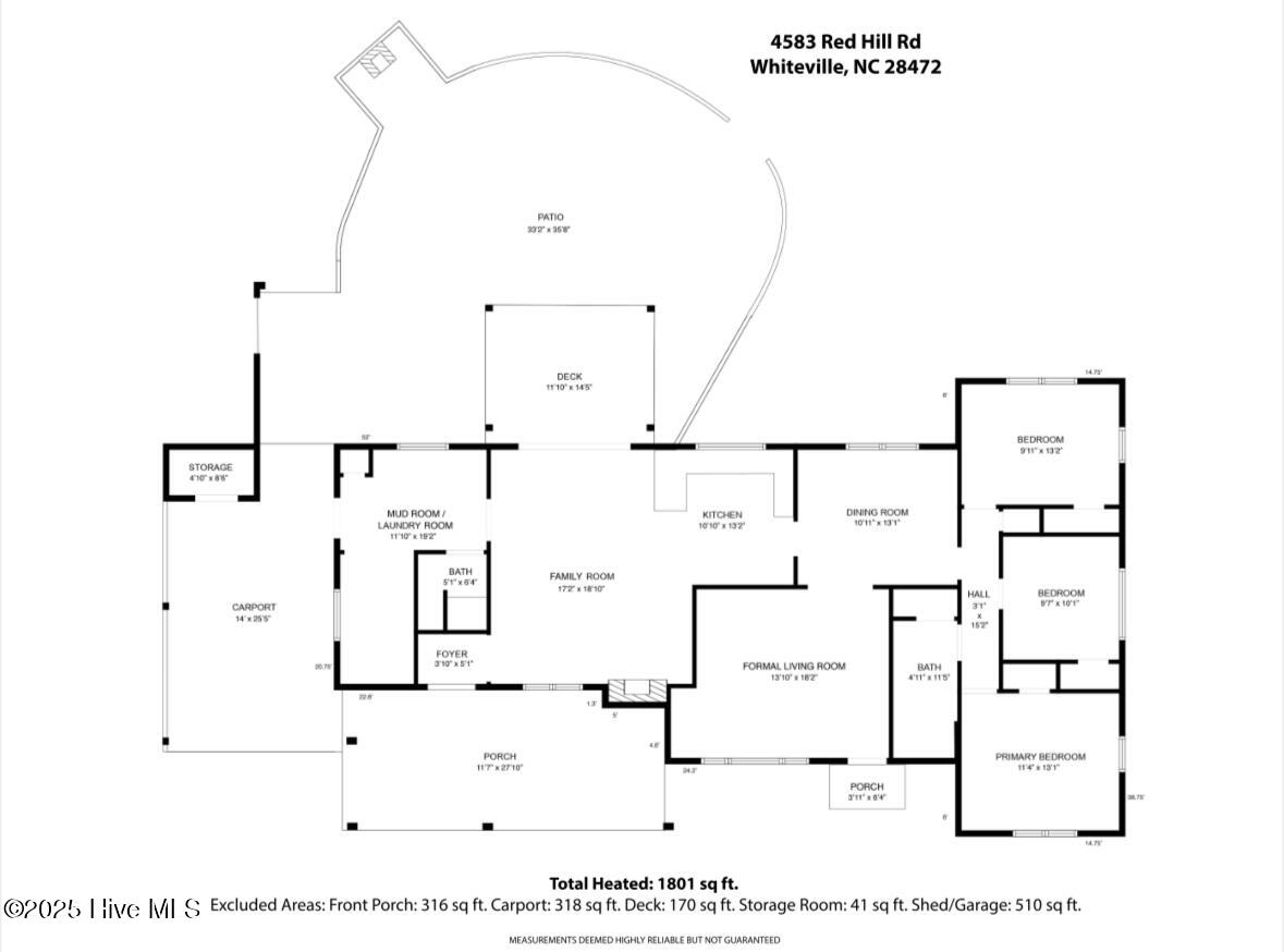 4583 Red Hill Road Whiteville, NC 28472 - Photo 64 of 64 Floor Plan 4583 Red Hill Road
