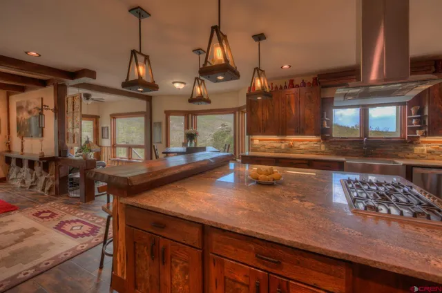 a room with lots of wooden furniture