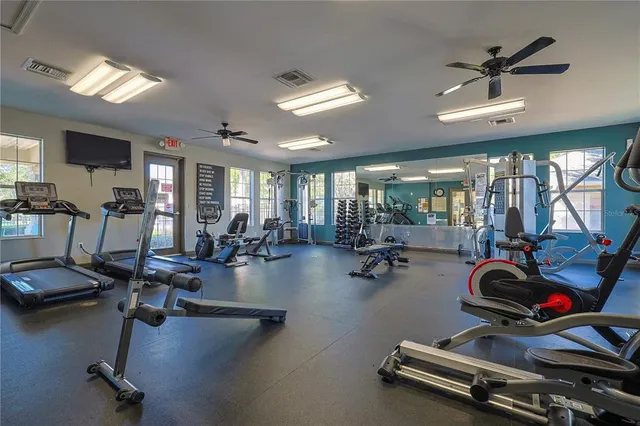 a view of a room with gym equipment
