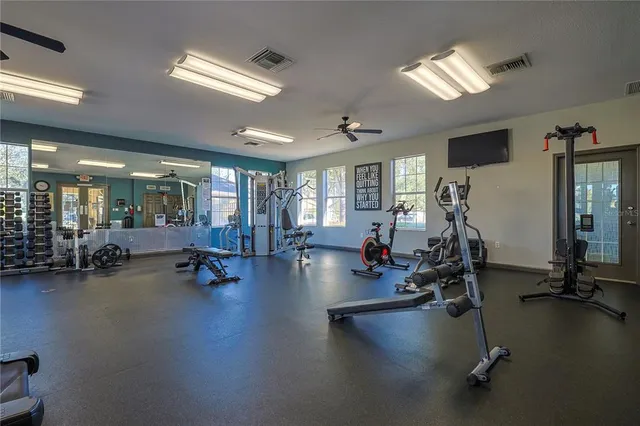 a view of a room with gym equipment