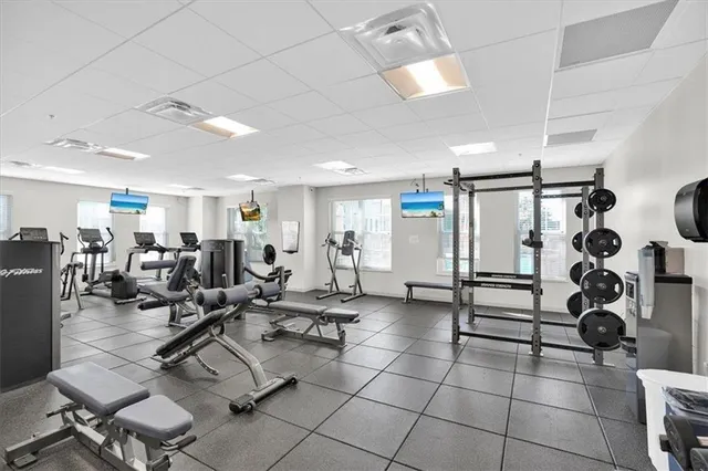 a view of a room with gym equipment