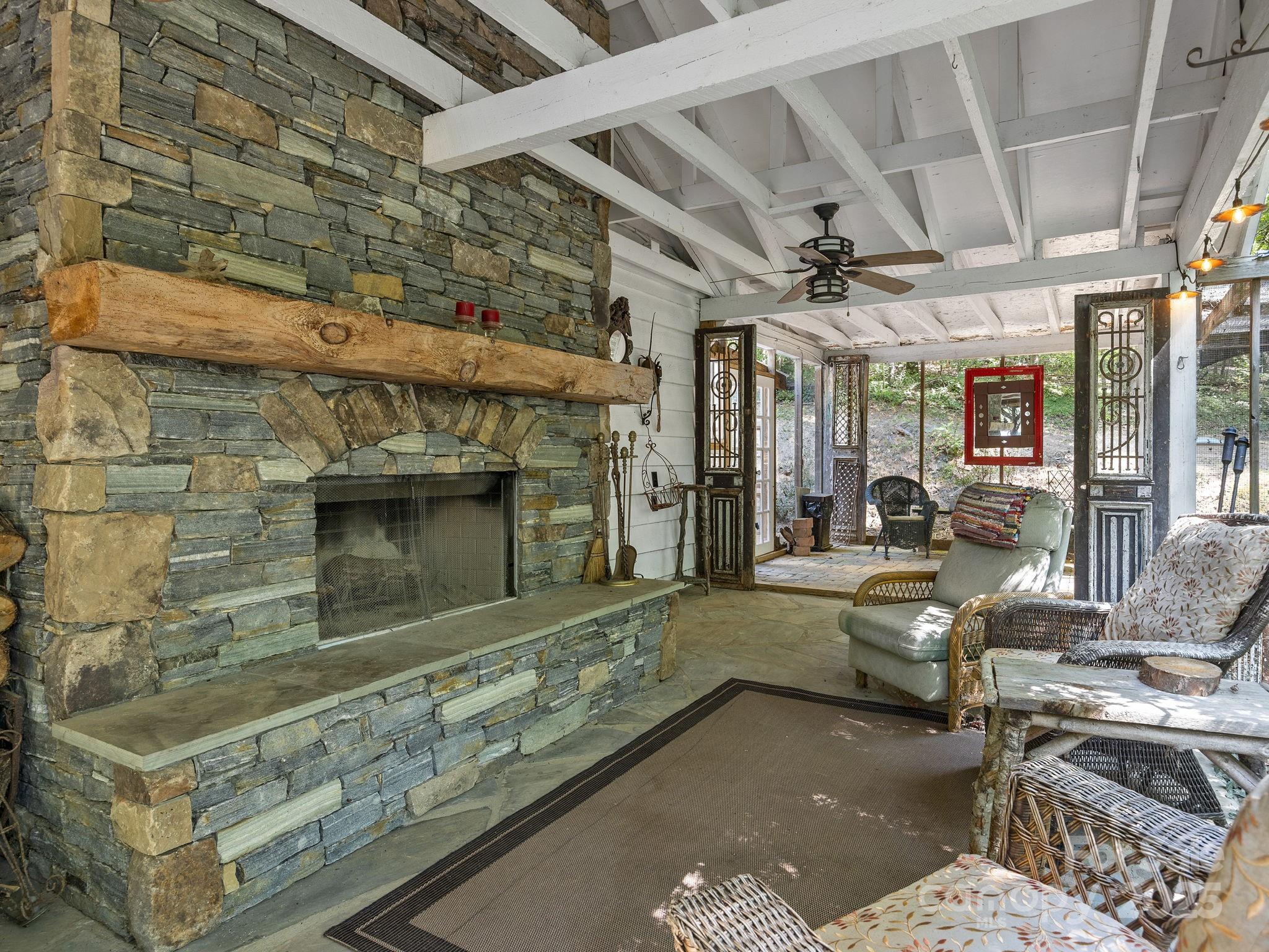 144 Miller Drive Tryon, NC 28782 - Photo 28 of 45 a living room with patio furniture oven and a fireplace