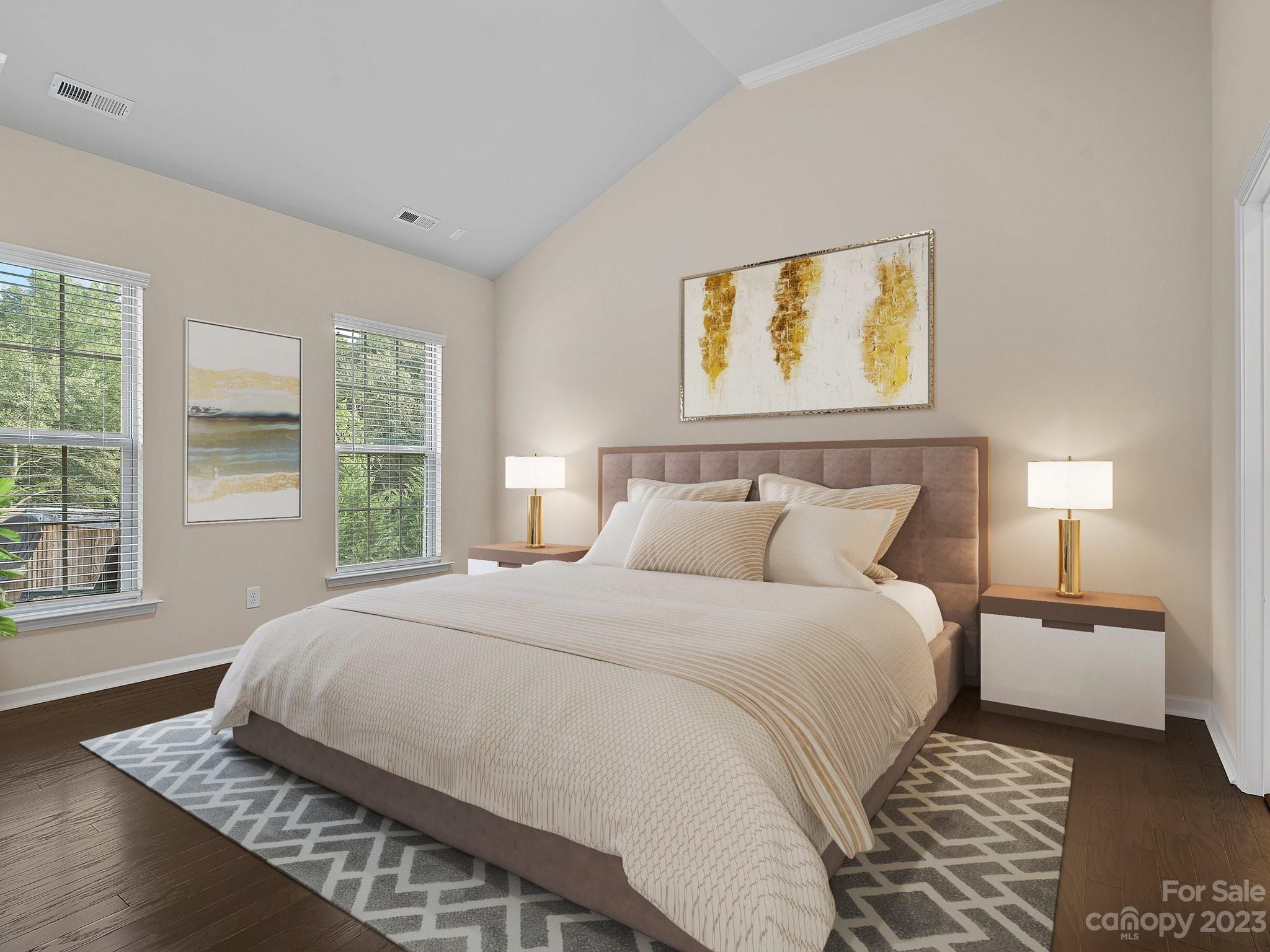 3071 Hartson Pointe Drive Indian Land, SC 29707 - Photo 15 of 48 a bedroom with a bed and wooden floor