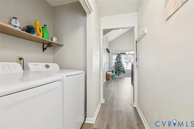 a utility room with dryer and washer