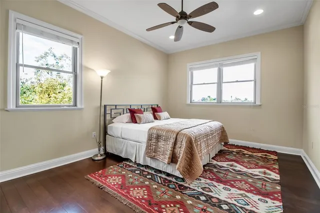 a view of a swimming pool with a lake view