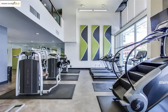 a view of a room with gym equipment