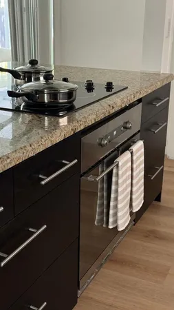 a building outdoor space with patio furniture