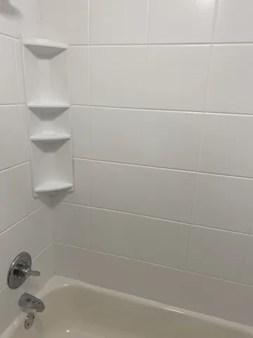 a bathroom with a bathtub
