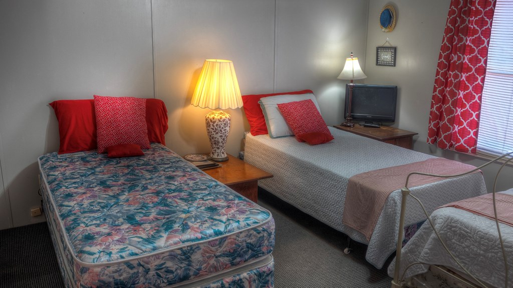 560 Pine Mountain Road Camp Wood, TX 78833 - Photo 21 of 38 a bedroom with a bed lamp and a potted plant