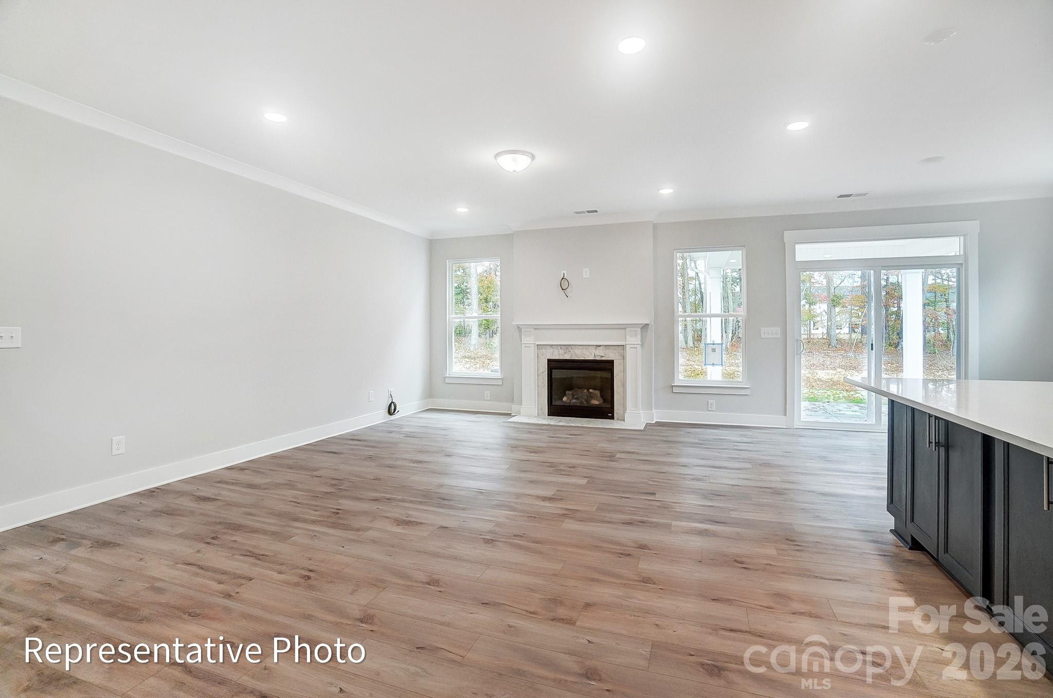 2019 Mantle Rdg Drive Indian Trail, NC 28079 - Photo 10 of 41 an empty room with wooden floor and fireplace