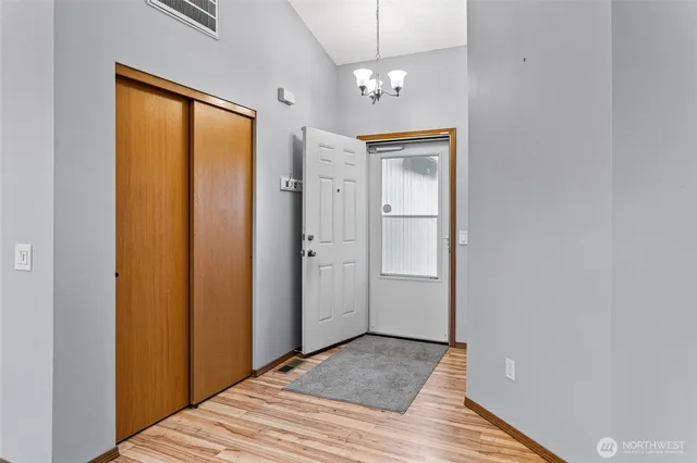 a view of a bedroom from the hallway