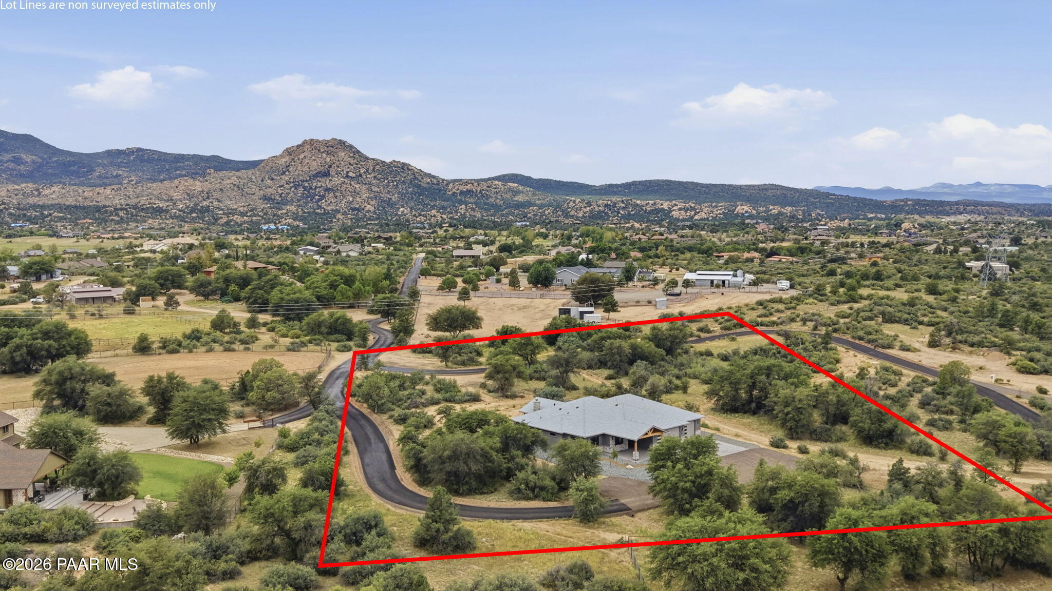 9529 North Bridle Ridge Road Prescott, AZ 86305 - Photo 45 of 51 48-Aerial Front 3 Lot Line