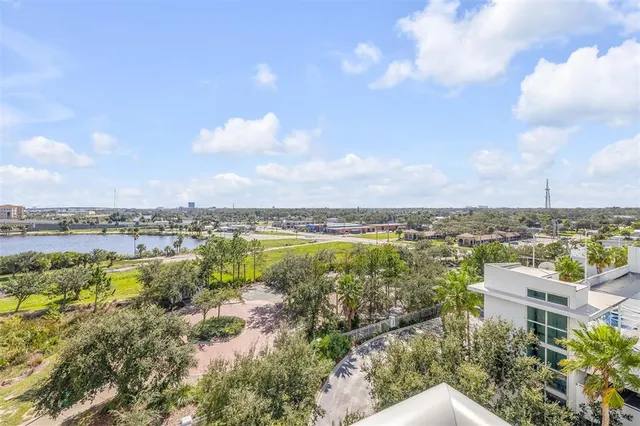 a front view of building with yard
