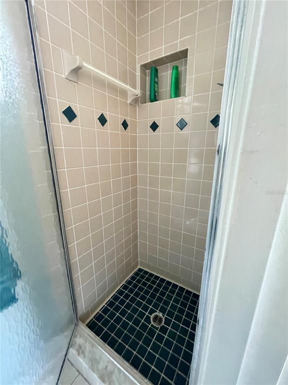 6944 Larchmont Avenue New Port Richey, FL 34653 - Photo 17 of 28 a bathroom with a glass door shower