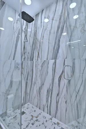 a bathroom with a shower