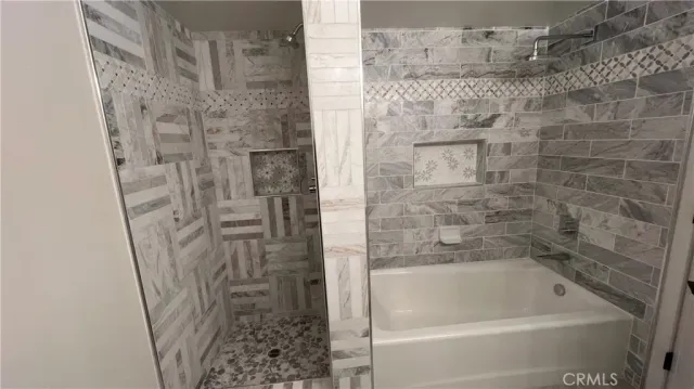a bathroom with a bathtub