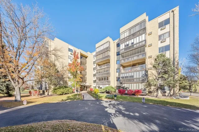 a view of a building with a street