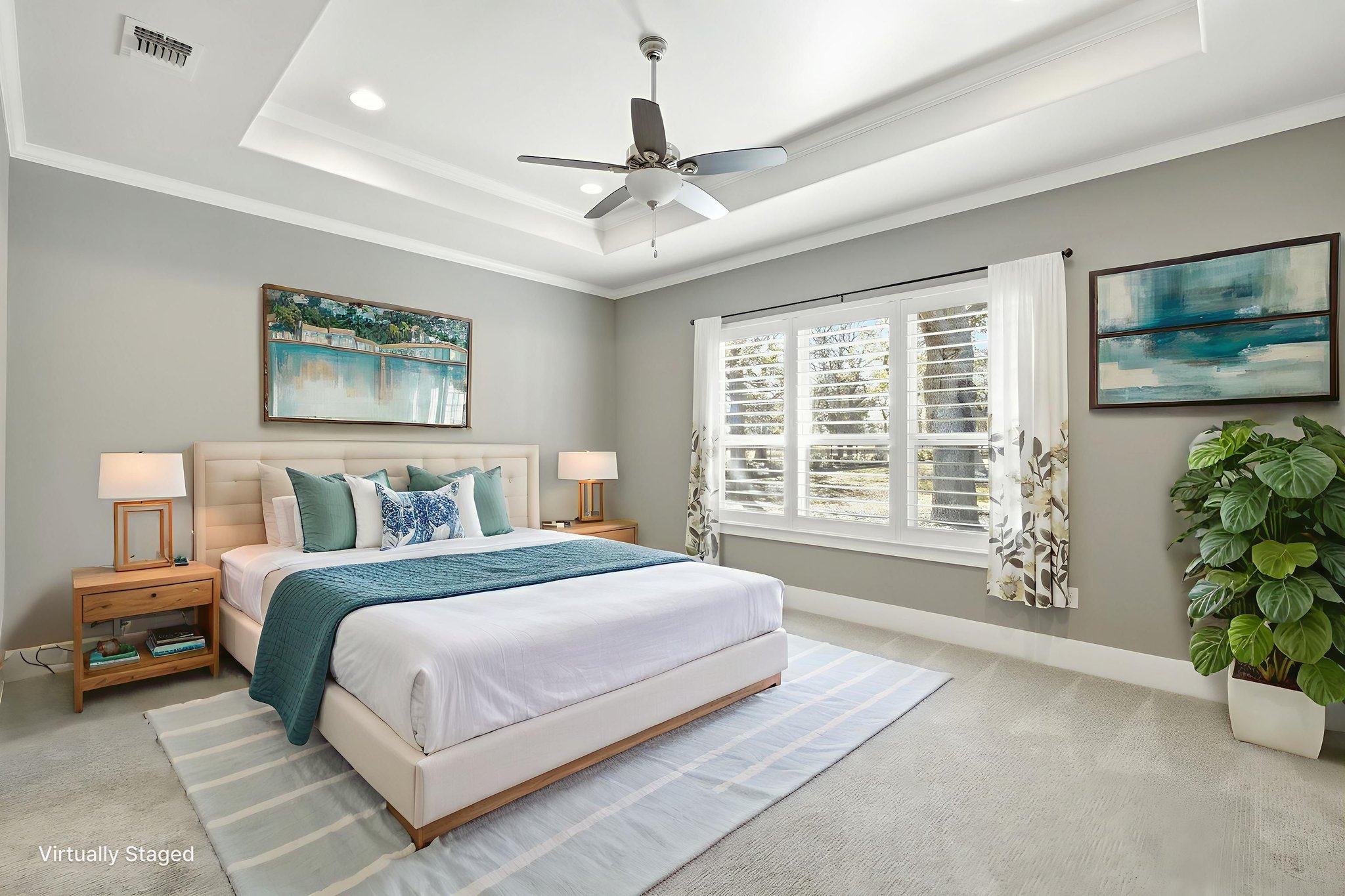 403 Highland Spring Lane Georgetown, TX 78633 - Photo 19 of 40 Carpeted bedroom featuring crown molding and ceiling fan