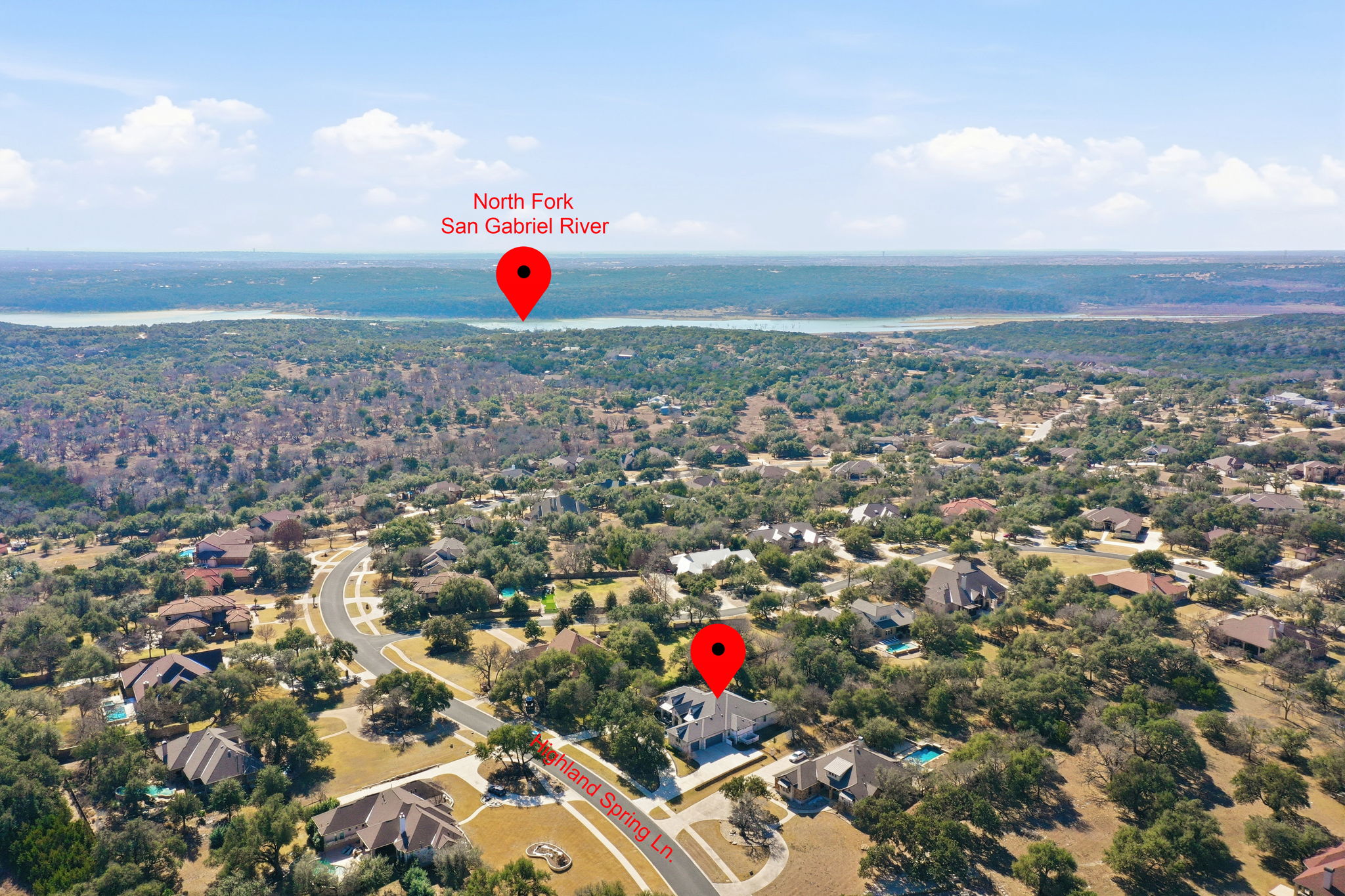 403 Highland Spring Lane Georgetown, TX 78633 - Photo 37 of 40 Aerial view of property's location featuring nearby suburban area