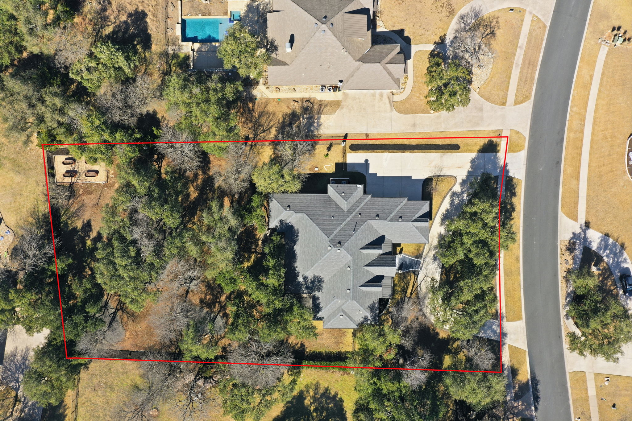 403 Highland Spring Lane Georgetown, TX 78633 - Photo 40 of 40 Aerial view of property's location featuring property boundaries highlighted