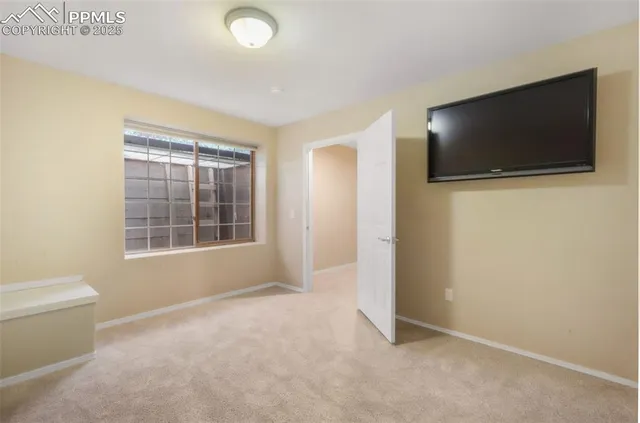an empty room with closet