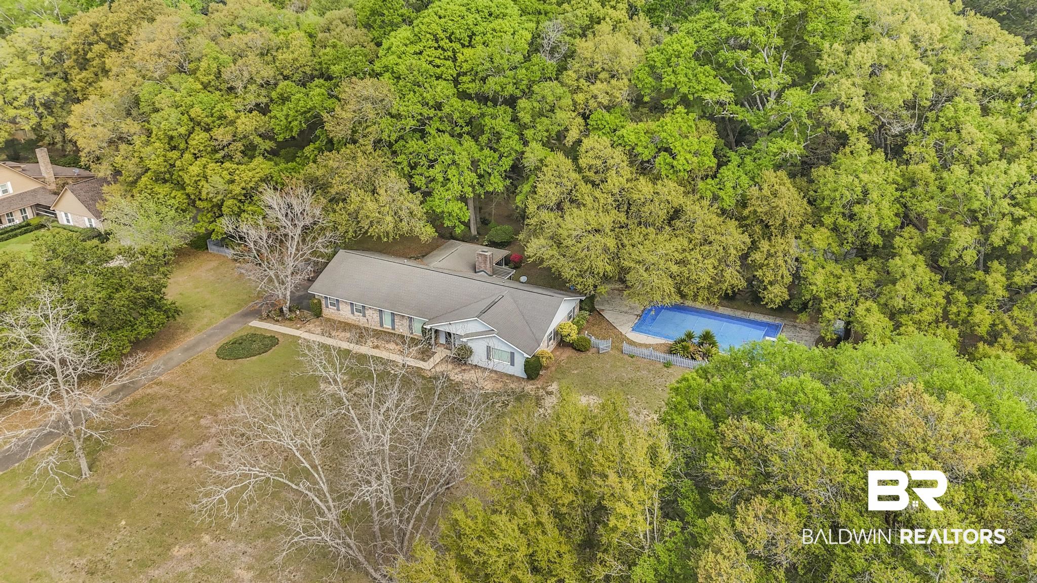 10207 Plantation Drive Daphne, AL 36526 - Photo 9 of 48 View of subject property with a pool area and a forest