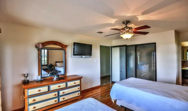 a view of a lake and a yard