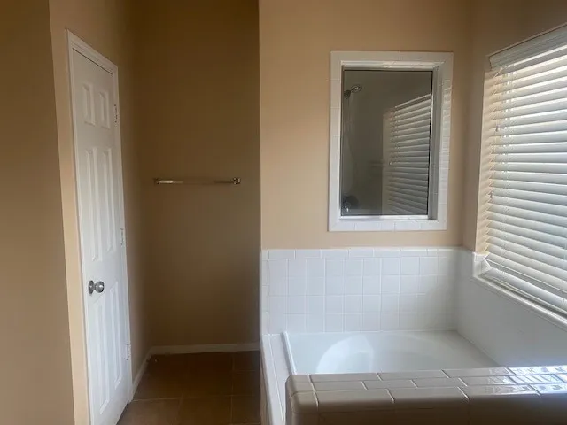 a bathroom with a tub