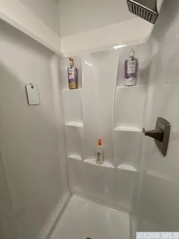 a bathroom with a bathtub