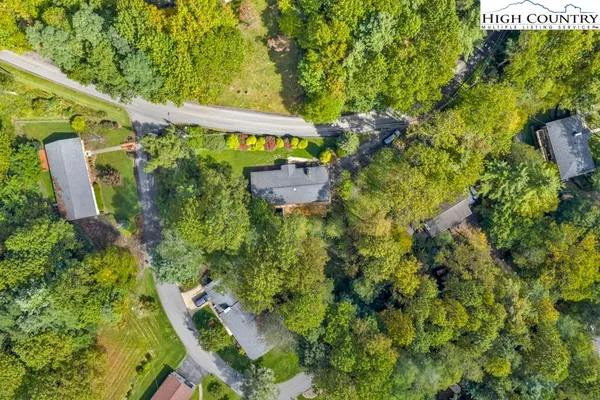 a view of a city with lush green forest