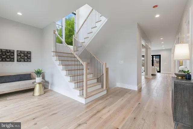 a view of entryway with wooden floor